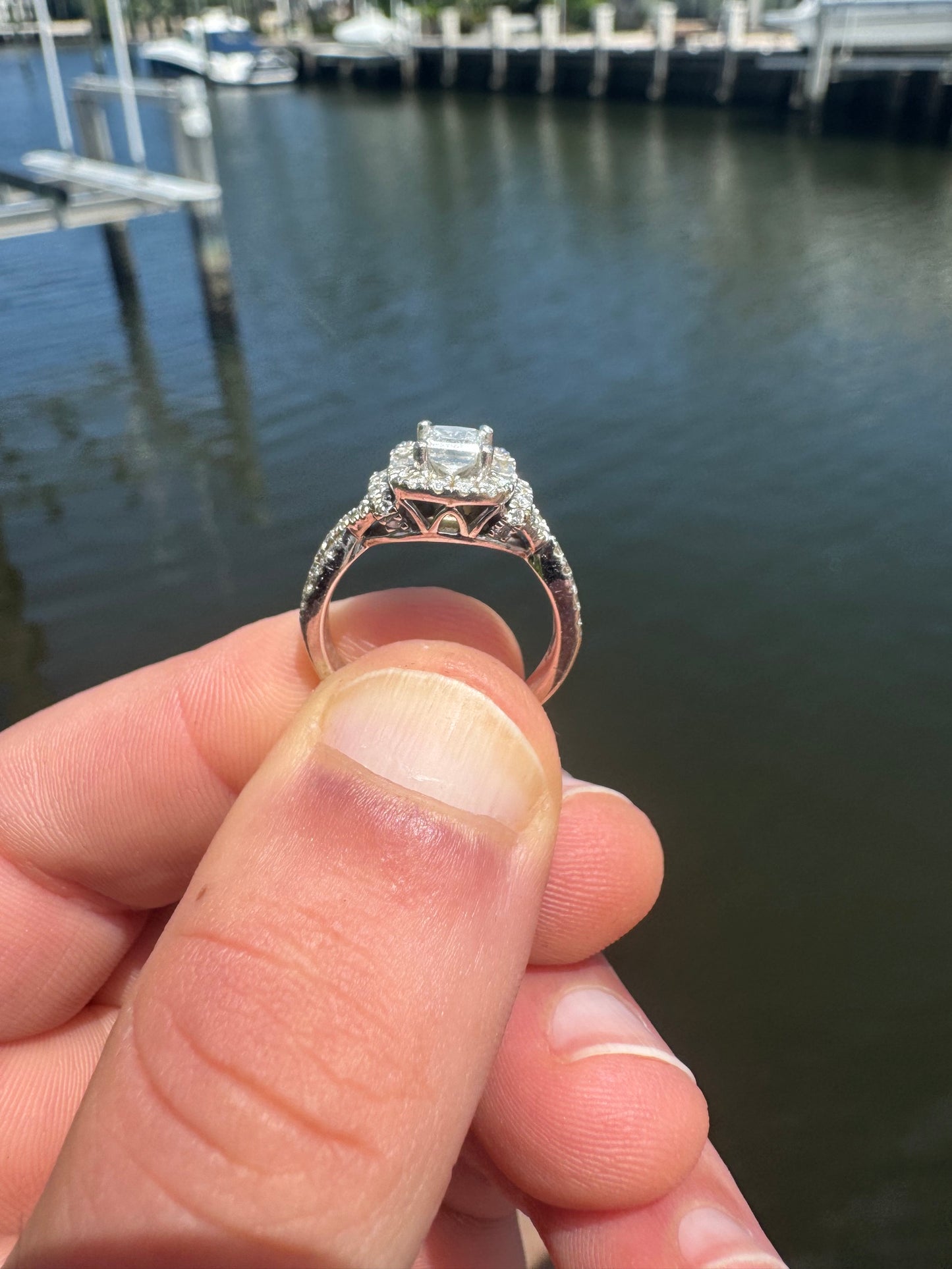 NATURAL DIAMOND 14k White Gold Ring