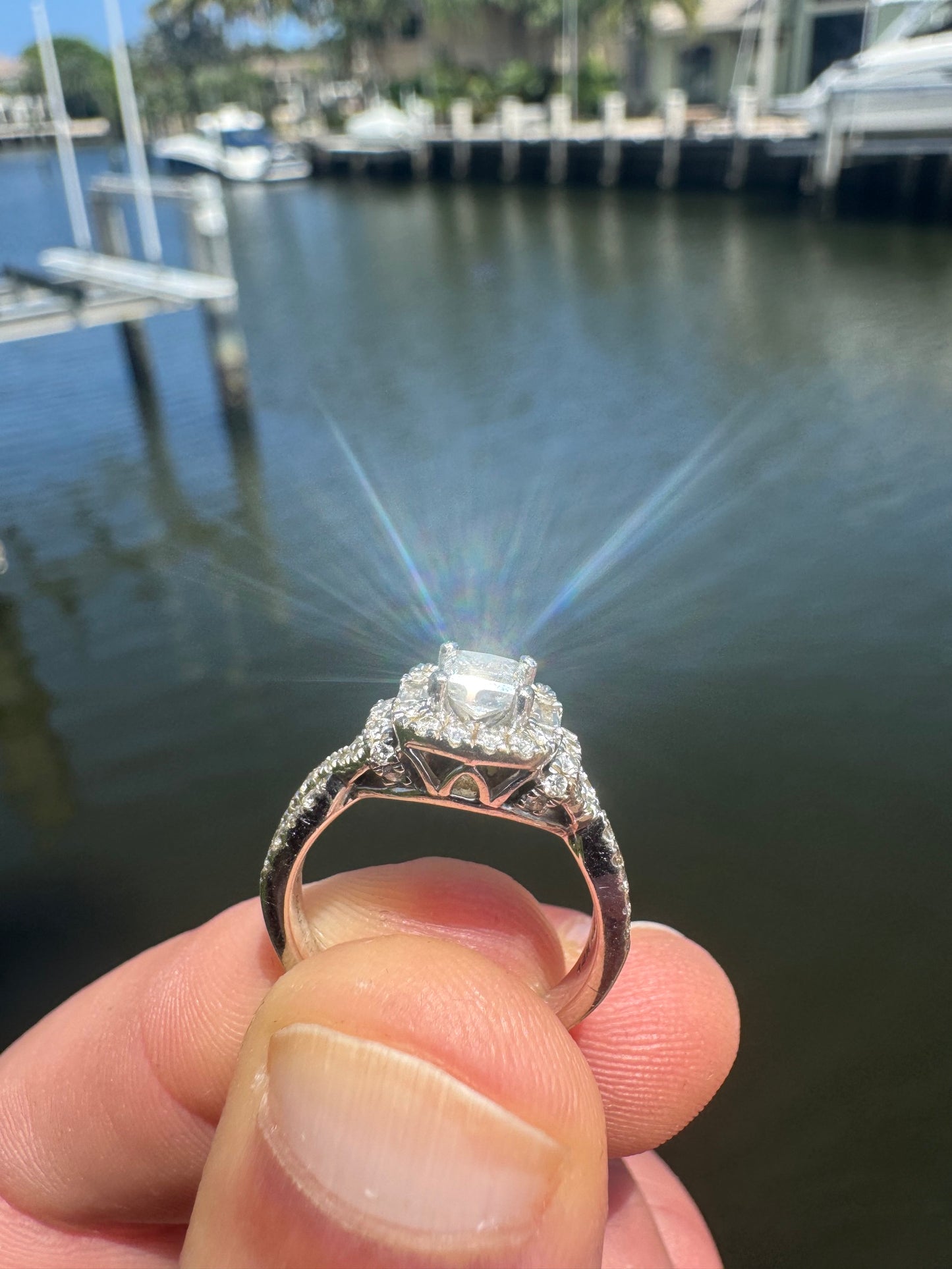 NATURAL DIAMOND 14k White Gold Ring