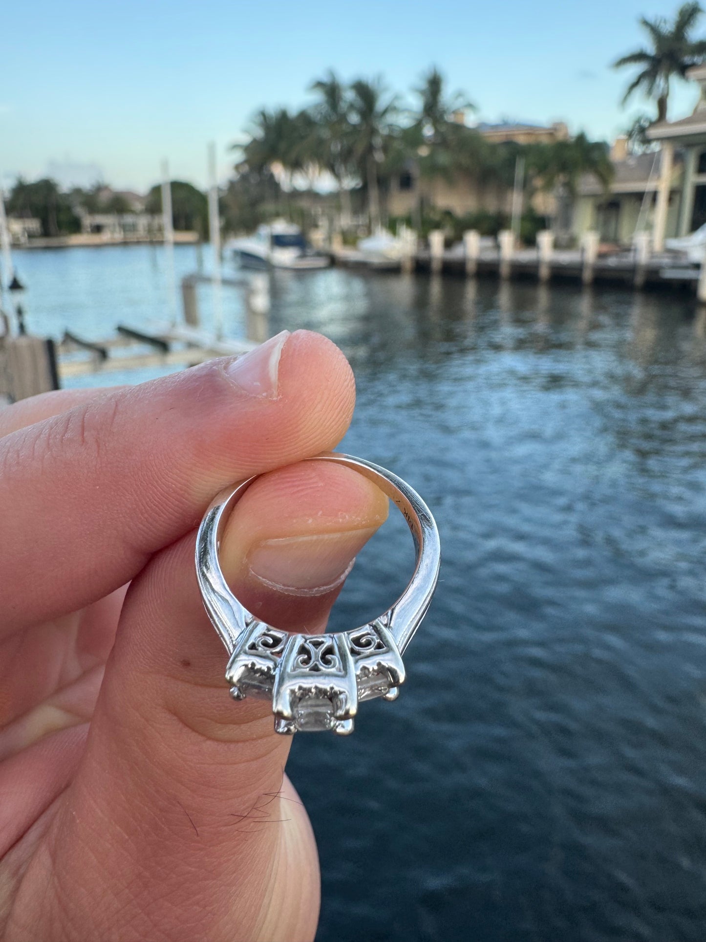14k White Gold and Diamond ring weighing 4.7 grams
